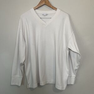 Topshop Women’s M Oversized Knit Sweater Ivory V Neck Long Sleeve Pullover